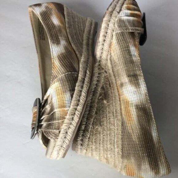 Naturalizer Womens Size 8M Wedge Espadrille Shoe Peep Toe Slip On Office Buckle - Picture 8 of 12